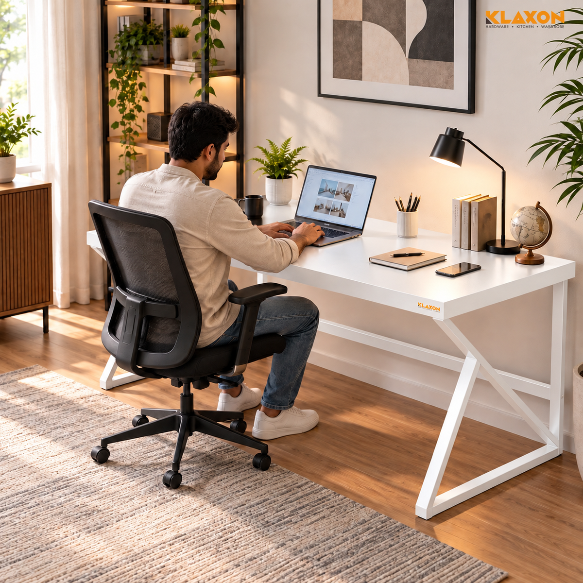 Klaxon Modern Computer Table for Home PC – Multipurpose Office Desk for Home & Work | Gaming Table, Computer Table, Desktop Table for Home Office (White - DIY)