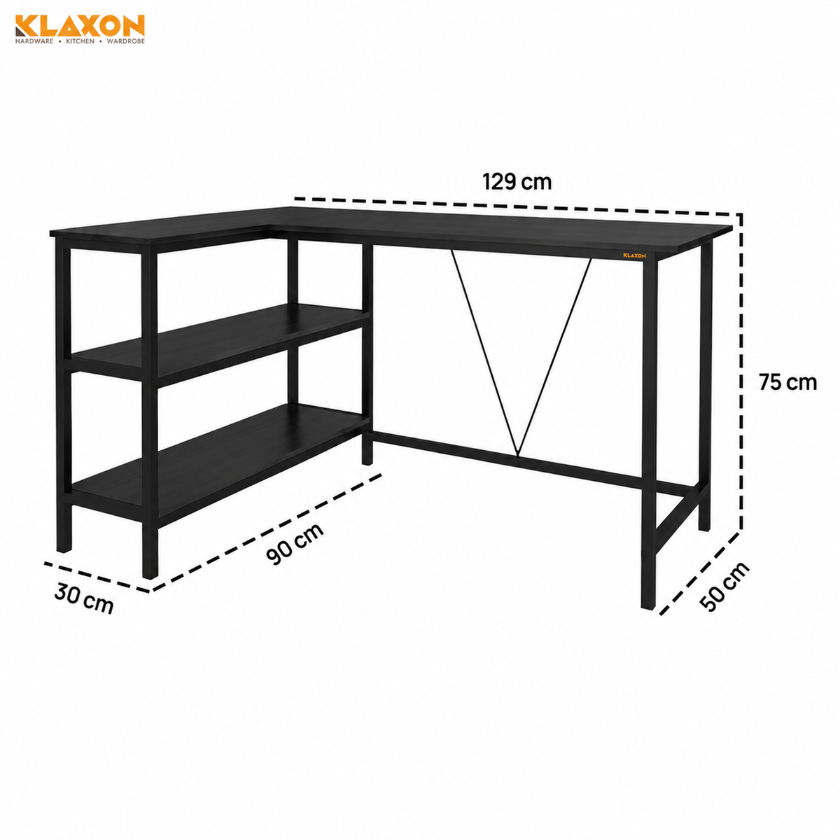 Klaxon Office Table for Home | Workstation Table Desk (FD - Christo) (Anders Black DIY)