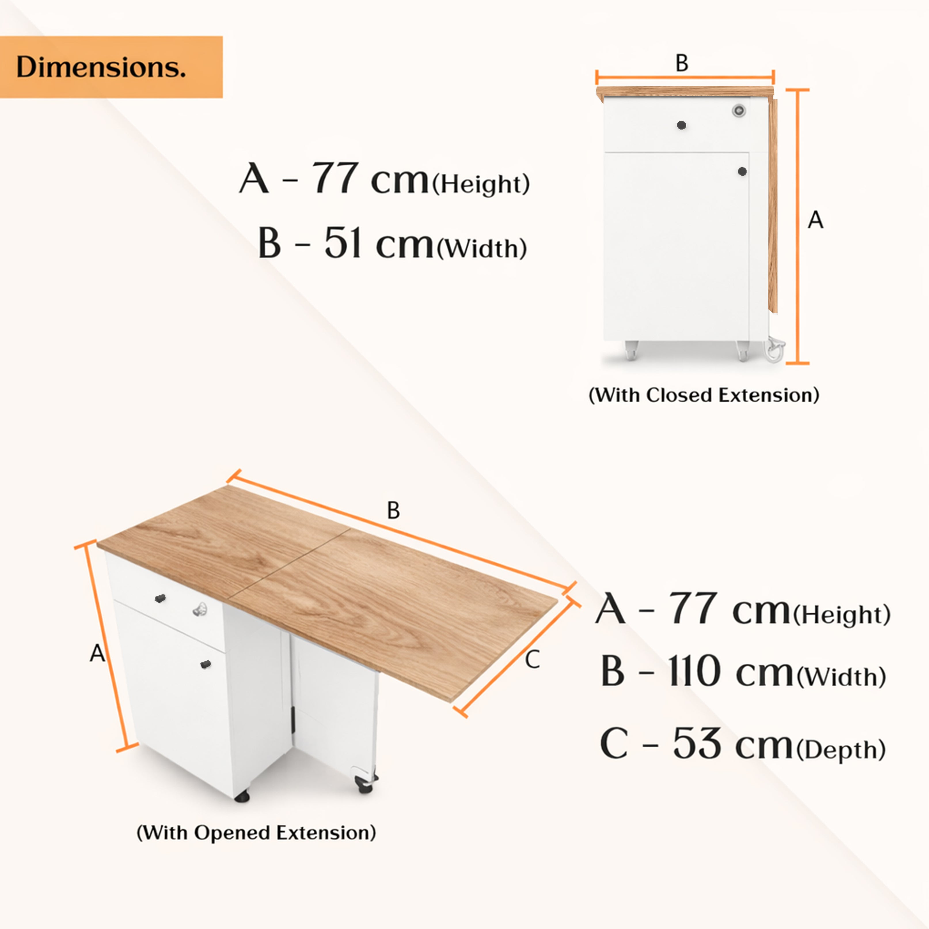 KLAXON Kora Foldable Study Table with Drawer & Storage
