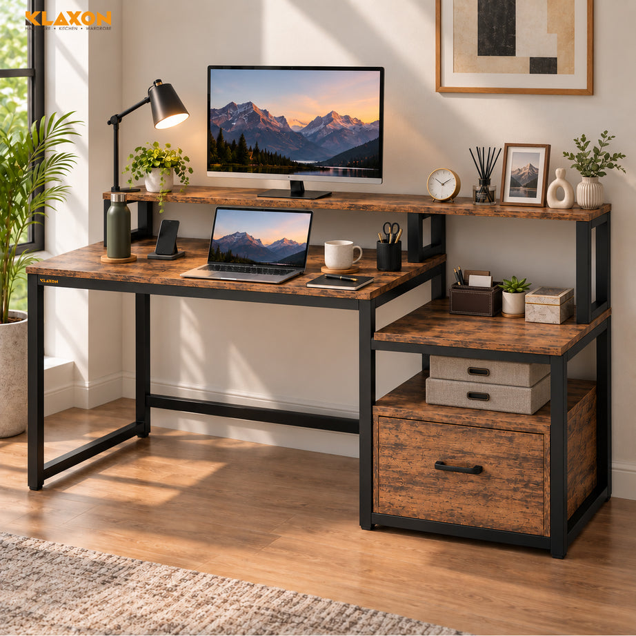KLAXON Multi-Use Engineered Wood & Iron Study Table
