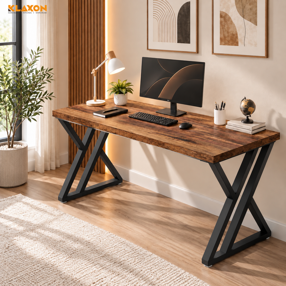 KLAXON Zeno Black Study Table with Drawer