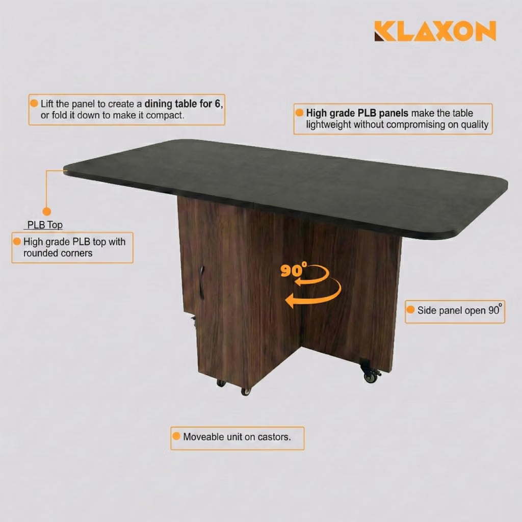 KLAXON Kryo Foldable 6 Seater Dining Table – AW & Black