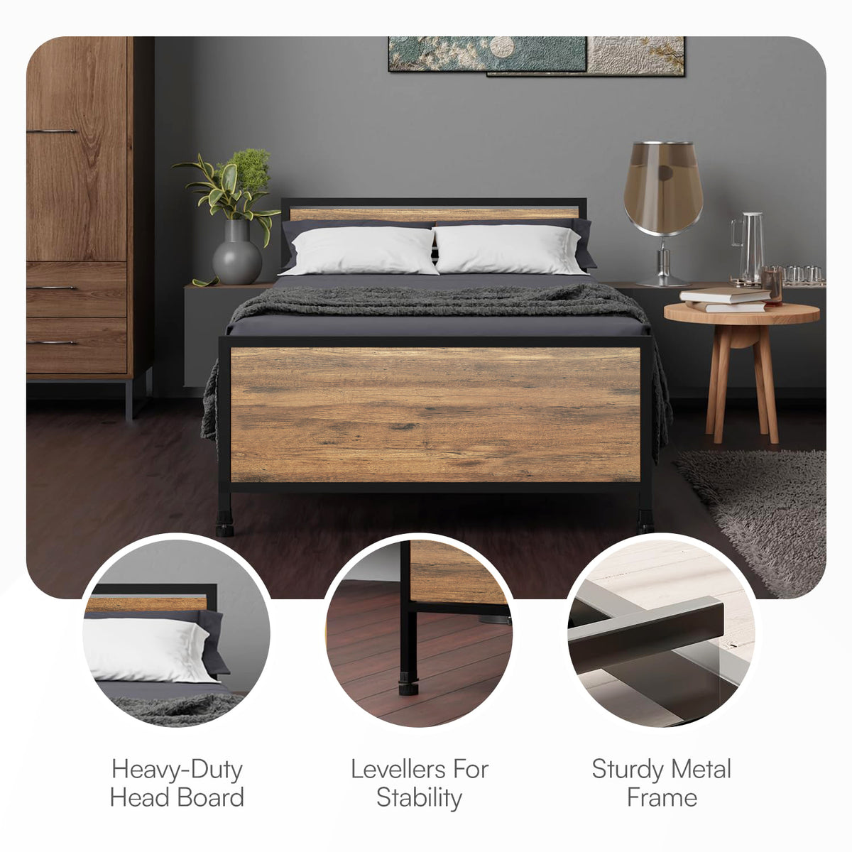 KLAXON Single Metal Bed – 90 × 200 cm