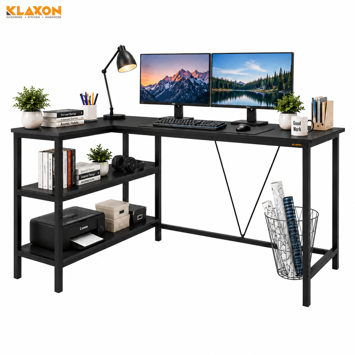 Klaxon Office Table for Home | Workstation Table Desk (FD - Christo) (Anders Black DIY)