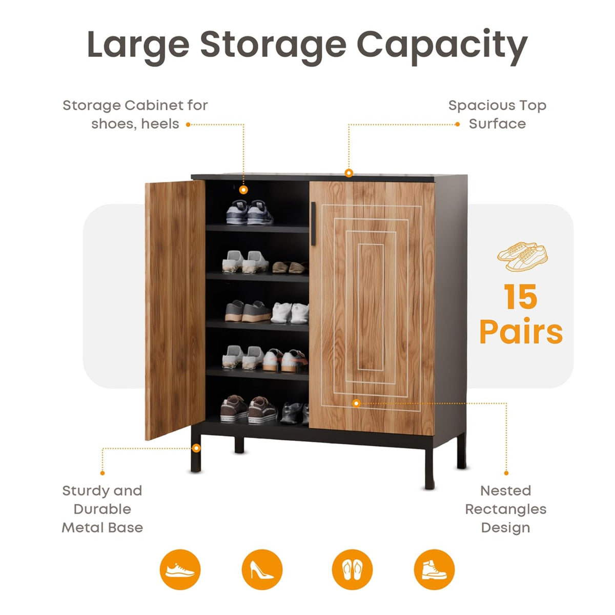 KLAXON Cane-Door Shoe Cabinet – Oak & Black