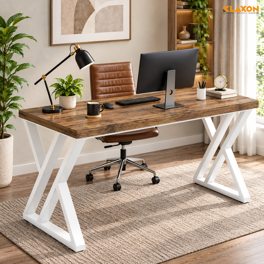 KLAXON Zeno Study Table – White & Forest Dark