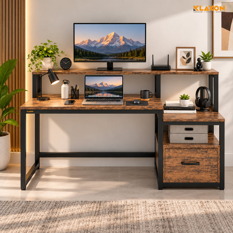 KLAXON Multi-Use Engineered Wood & Iron Study Table