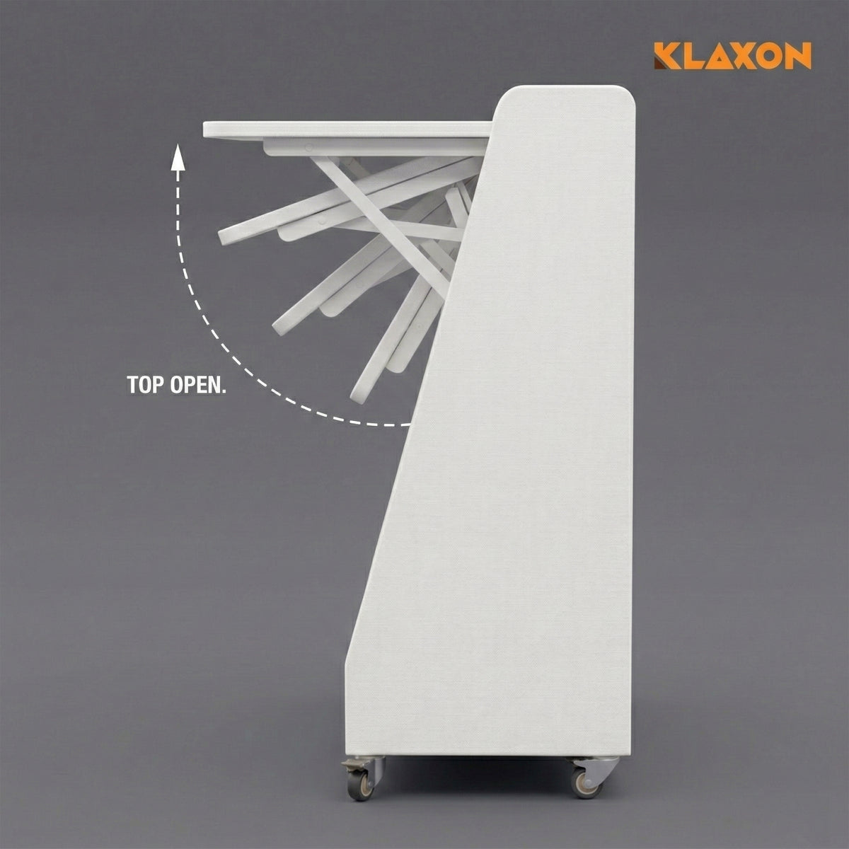 Klaxon Foldable Study Table with Drawer & Storage Shelf | Compact Desk for Home & Students | Folding Design with Lockable Wheels (DIY Installation) (White, Mylo)