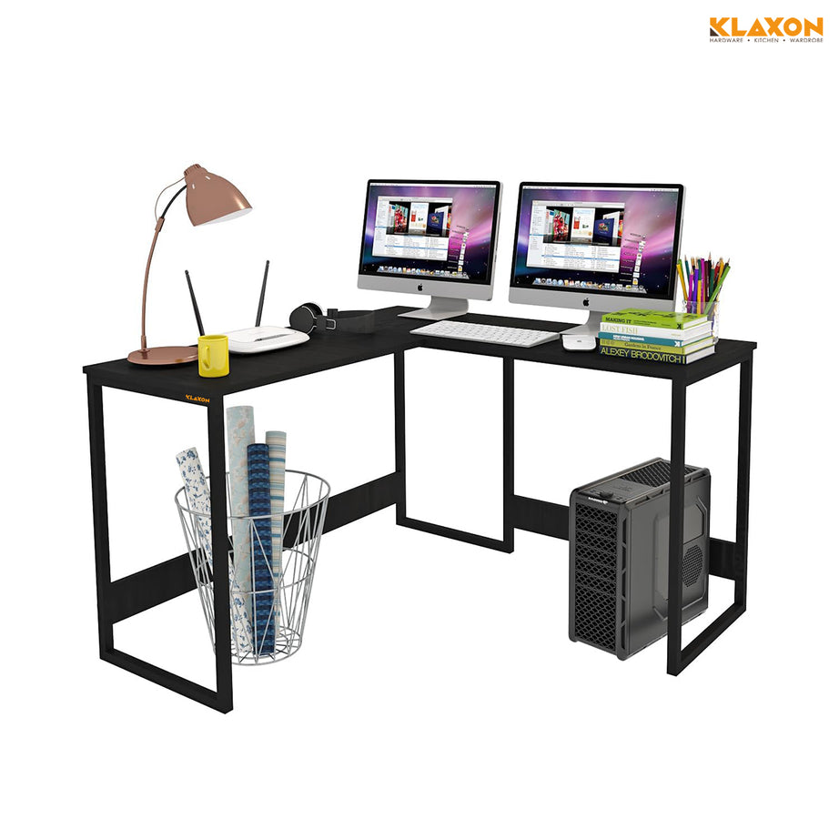 KLAXON L-Shaped Study & Computer Table – Black