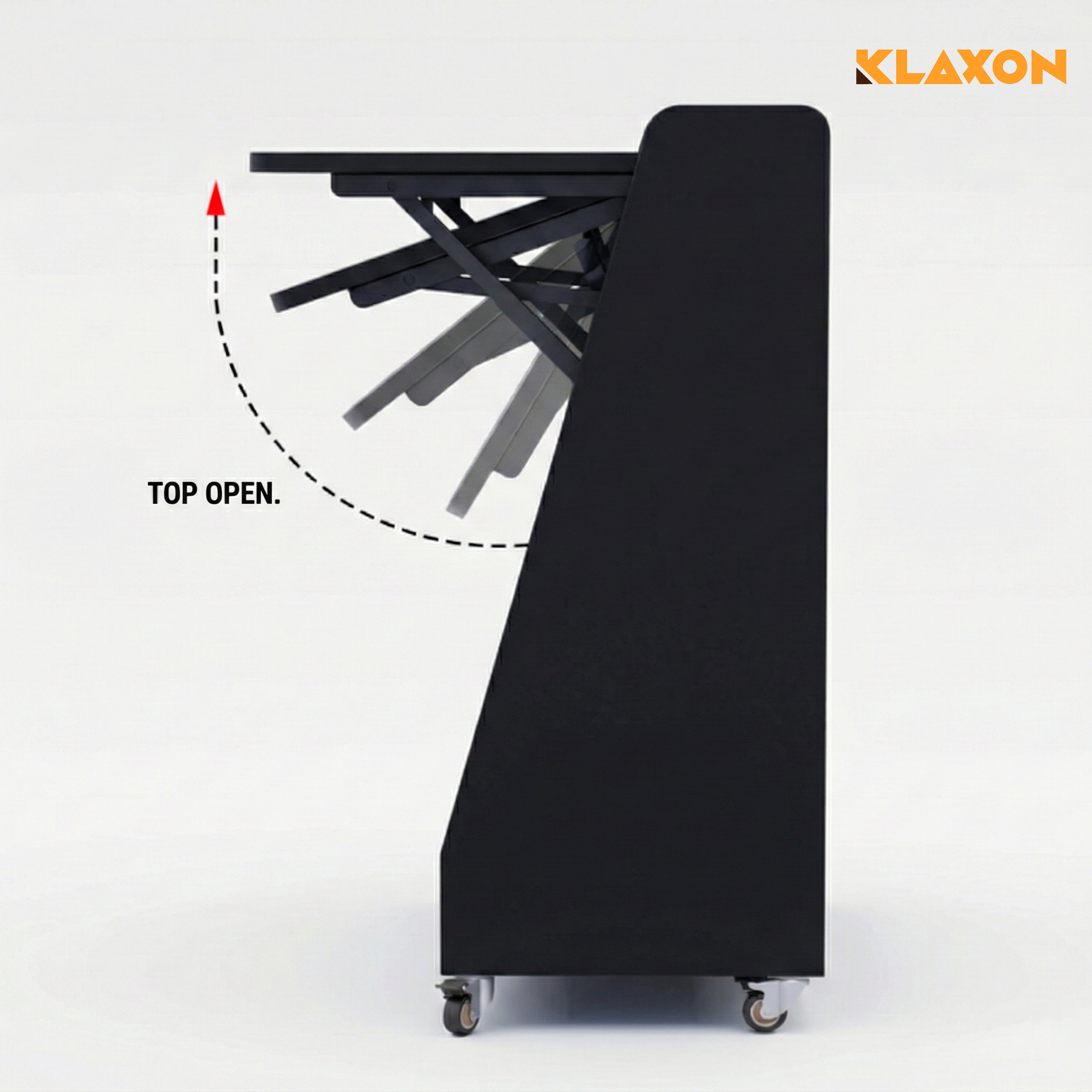 Klaxon Foldable Study Table with Drawer & Storage Shelf | Compact Desk for Home & Students | Folding Design with Lockable Wheels. (Black, DIY Installation) (Black- New, Mylo)