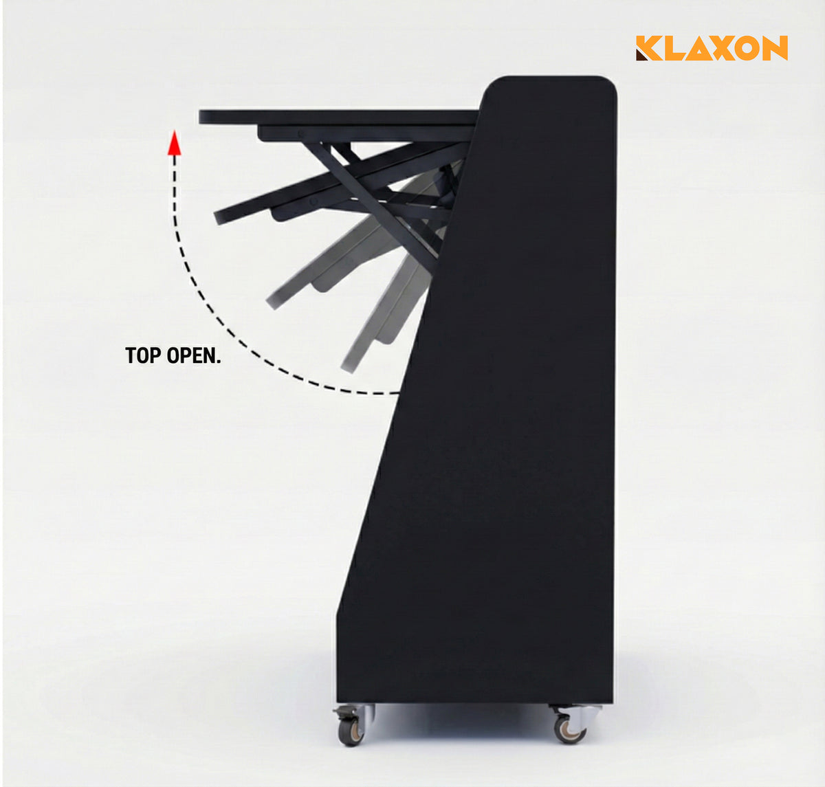 Klaxon Foldable Study Table with Drawer & Storage Shelf | Compact Desk for Home & Students | Folding Design with Lockable Wheels. (Black, DIY Installation) (Black- New, Mylo)