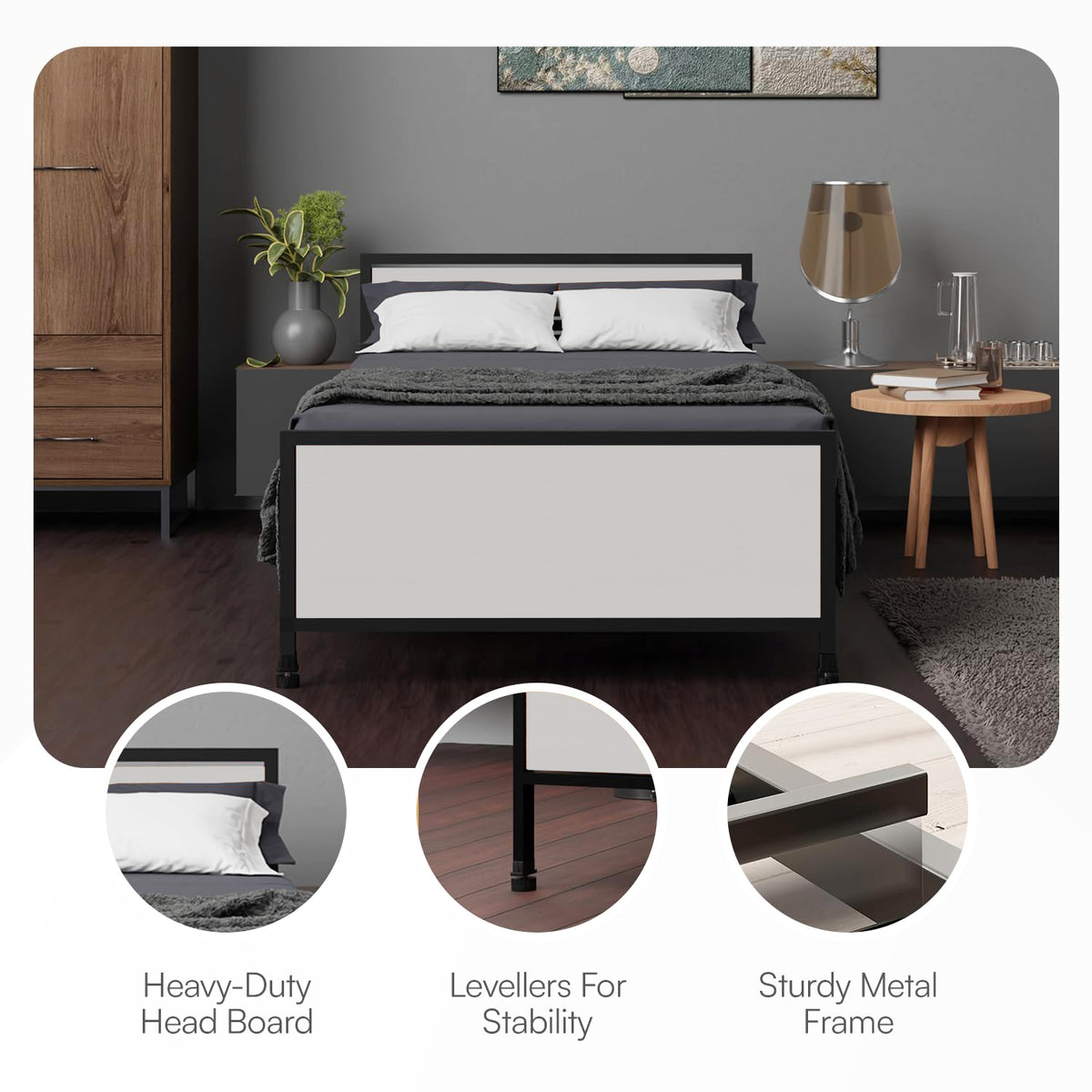 KLAXON Single Metal Bed – 90 × 200 cm