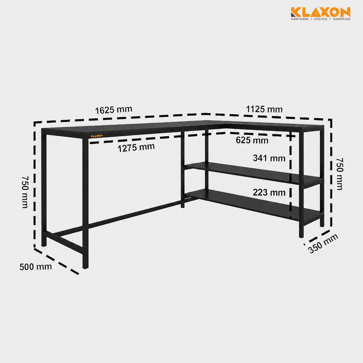 Klaxon Office Table for Home | Workstation Table Desk (FD - Christo) (Classic Black DIY)