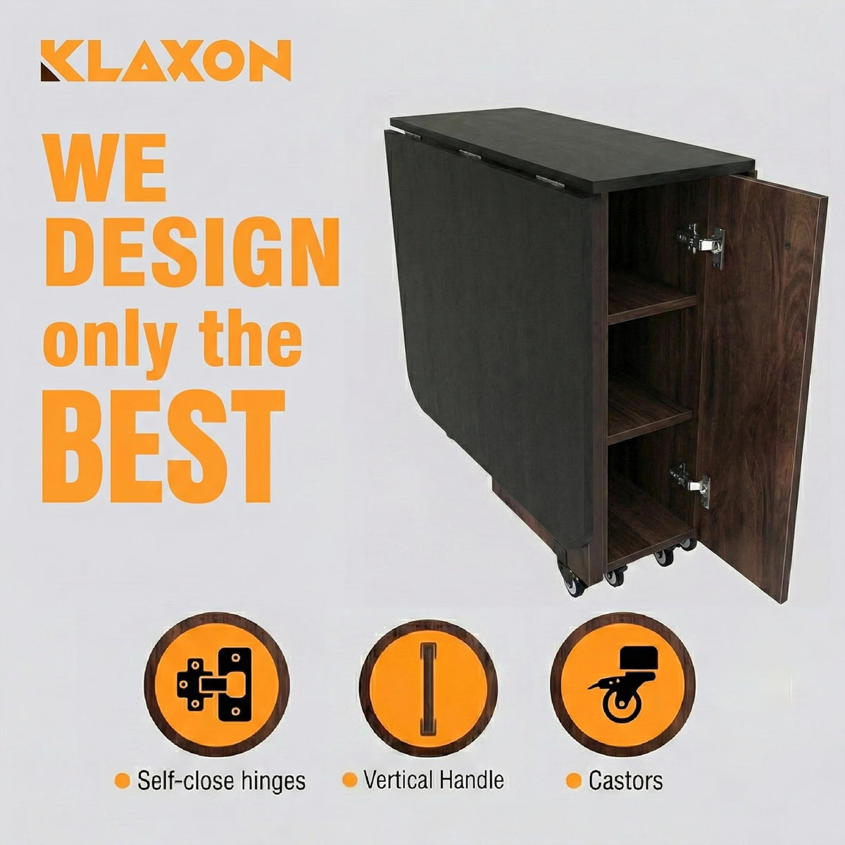 KLAXON Kryo Foldable 6 Seater Dining Table – AW & Black