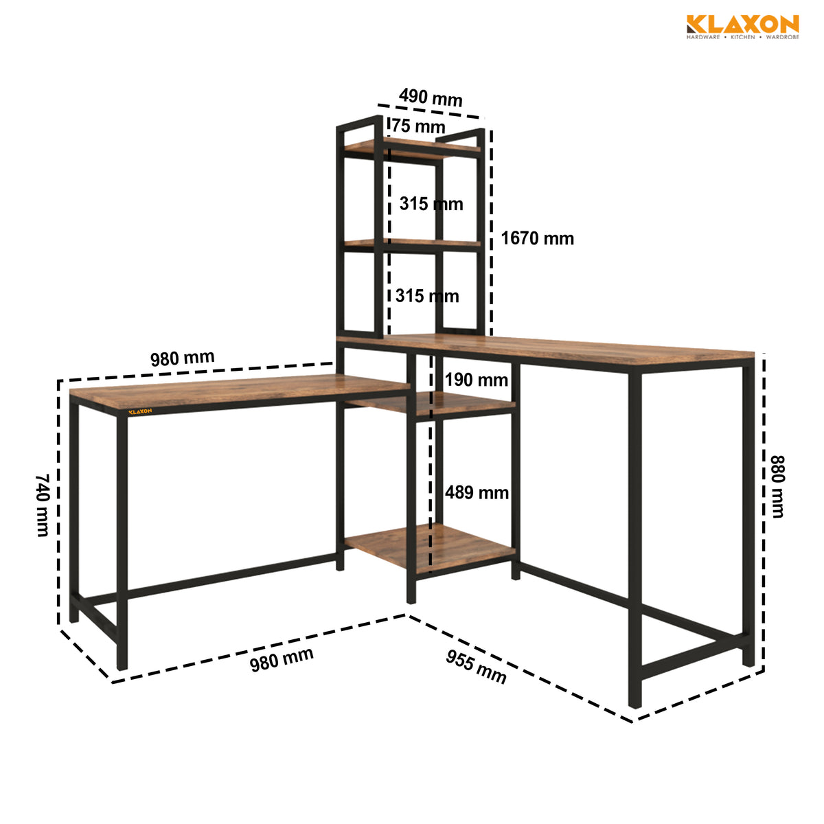 Klaxon Office Table for Home | Workstation Table Desk (FD - Modern DIY)