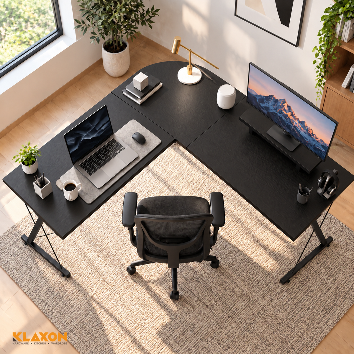 Klaxon Office Table for Home | Workstation Table Desk (FD - Christo) (Gaming Ironstone Black DIY)