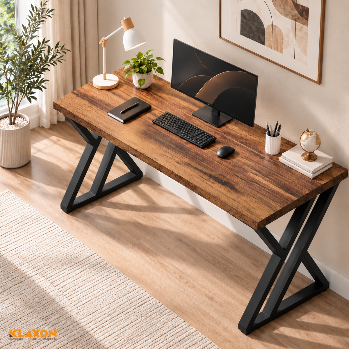 KLAXON Zeno Black Study Table with Drawer