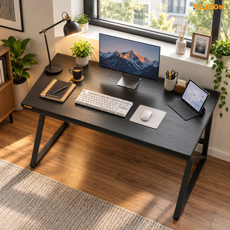 Klaxon Modern Computer Table for Home PC – Multipurpose Office Desk for Home & Work | Gaming Table, Computer Table, Desktop Table for Home Office (Black - DIY)