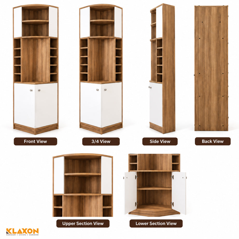 Klaxon Premium Under Cabinet Wine Glass Holder - Space-Saving, Upside-Down Storage for Home, Mini Bar & Pub, Stainless Steel Hanging Rack Organizer (FD & Black, Standard)