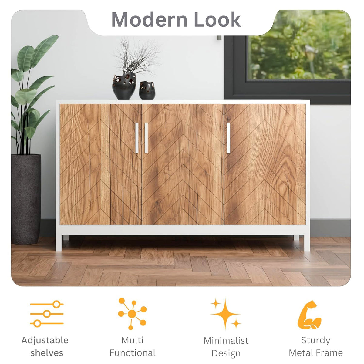 KLAXON Cane-Door Shoe Cabinet – Oak & White