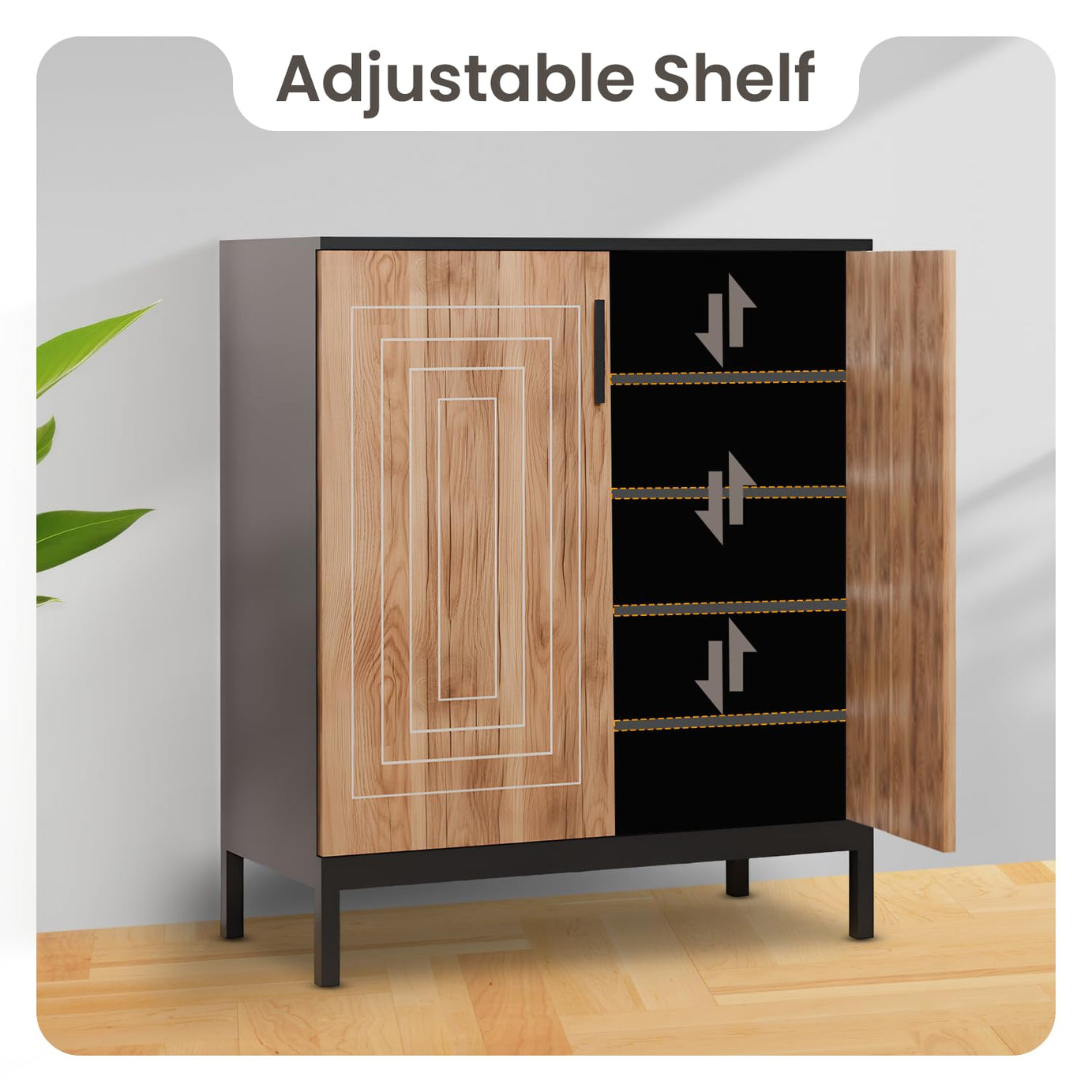 KLAXON Cane-Door Shoe Cabinet – Oak & Black