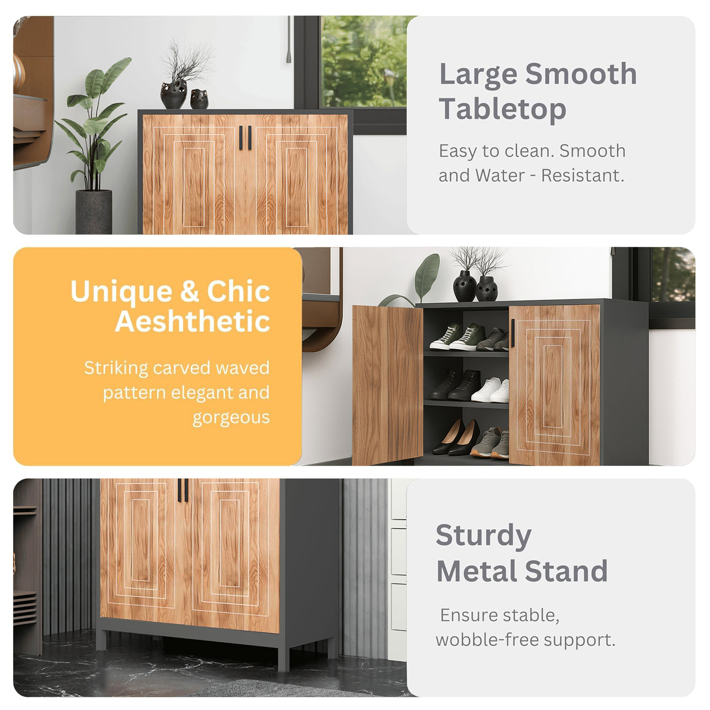 KLAXON Premium Shoe Rack – Oak & White