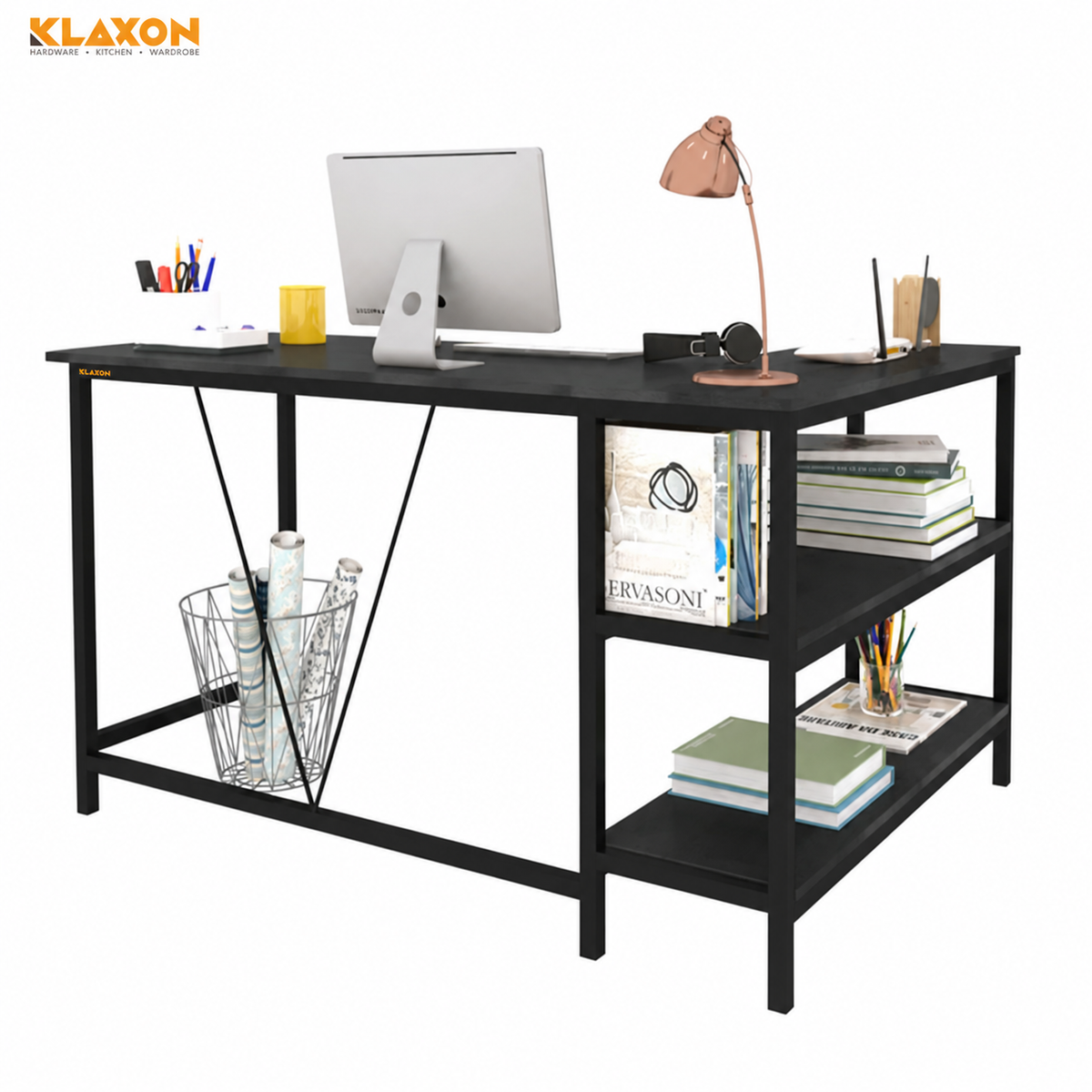 Klaxon Office Table for Home | Workstation Table Desk (FD - Christo) (Anders Black DIY)