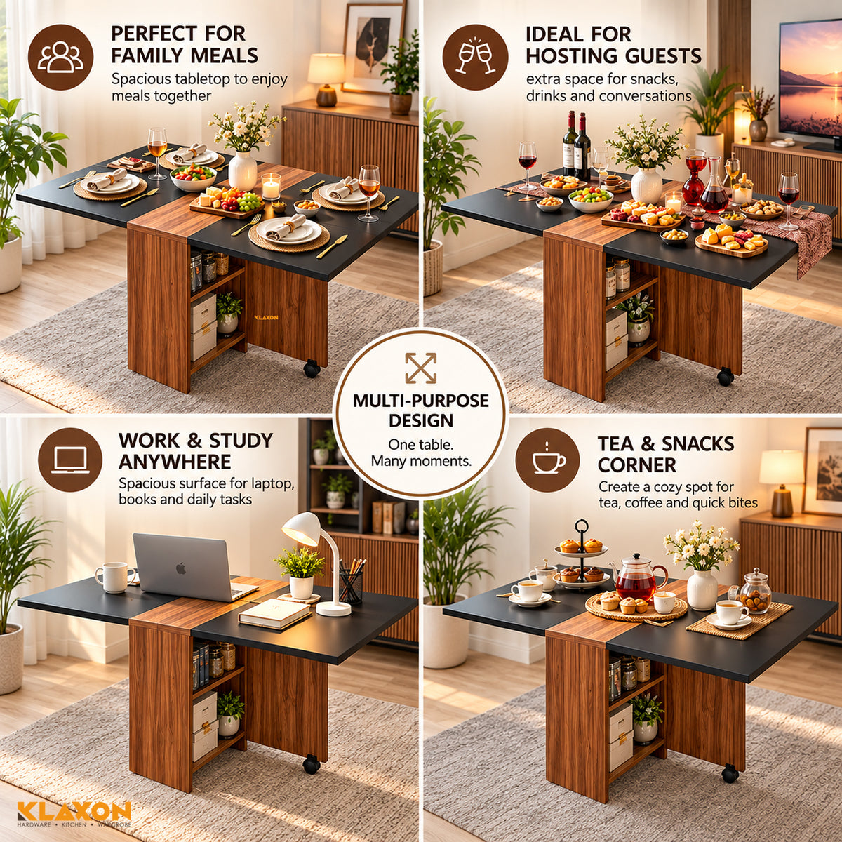 KLAXON Foldable Dining Table – AW & Black