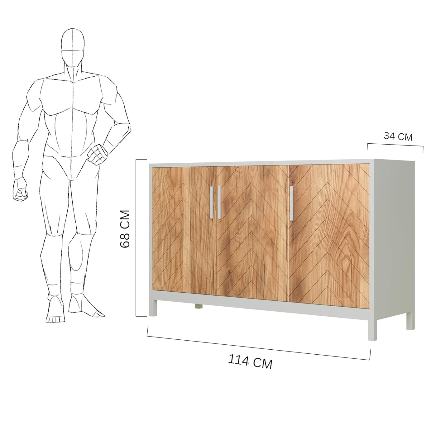 KLAXON Cane-Door Shoe Cabinet – Oak & White