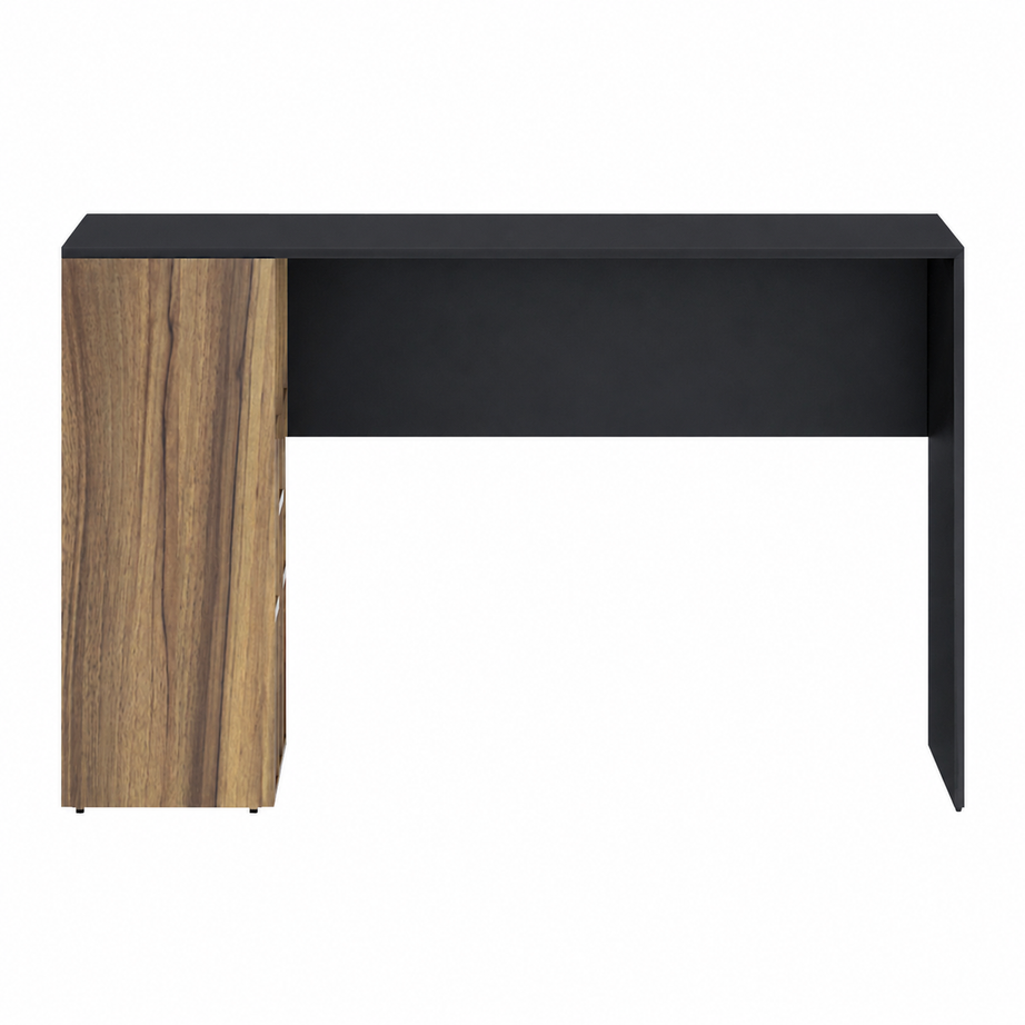 
KLAXON Computer Table & Study Desk for Home & Office | Modern Black & Walnut Engineered Wood Desk with Side Storage Shelves | Multipurpose PC Table, Writing Desk & Workstation