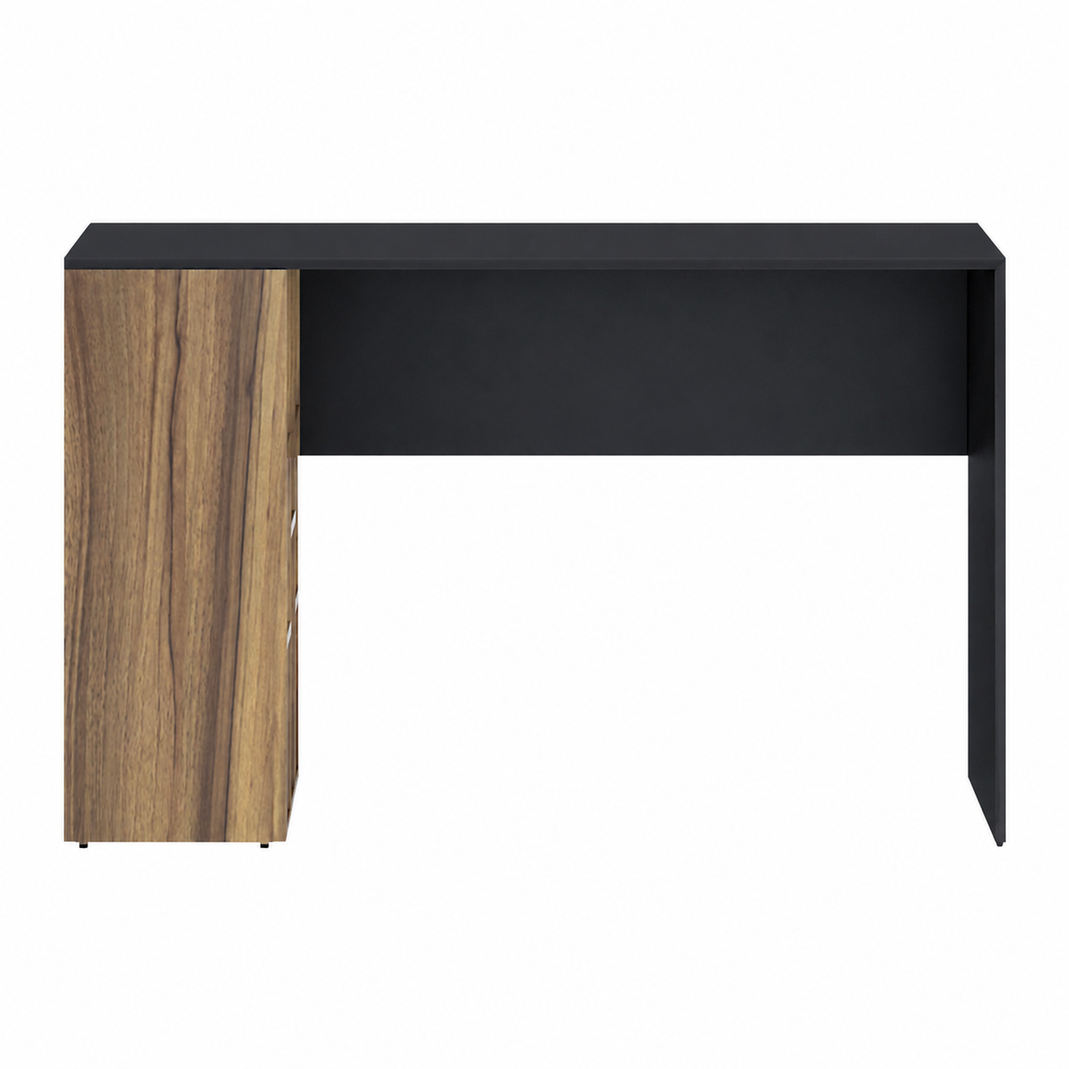 KLAXON Computer Table & Study Desk for Home & Office | Modern Black & Walnut Engineered Wood Desk with Side Storage Shelves | Multipurpose PC Table, Writing Desk & Workstation