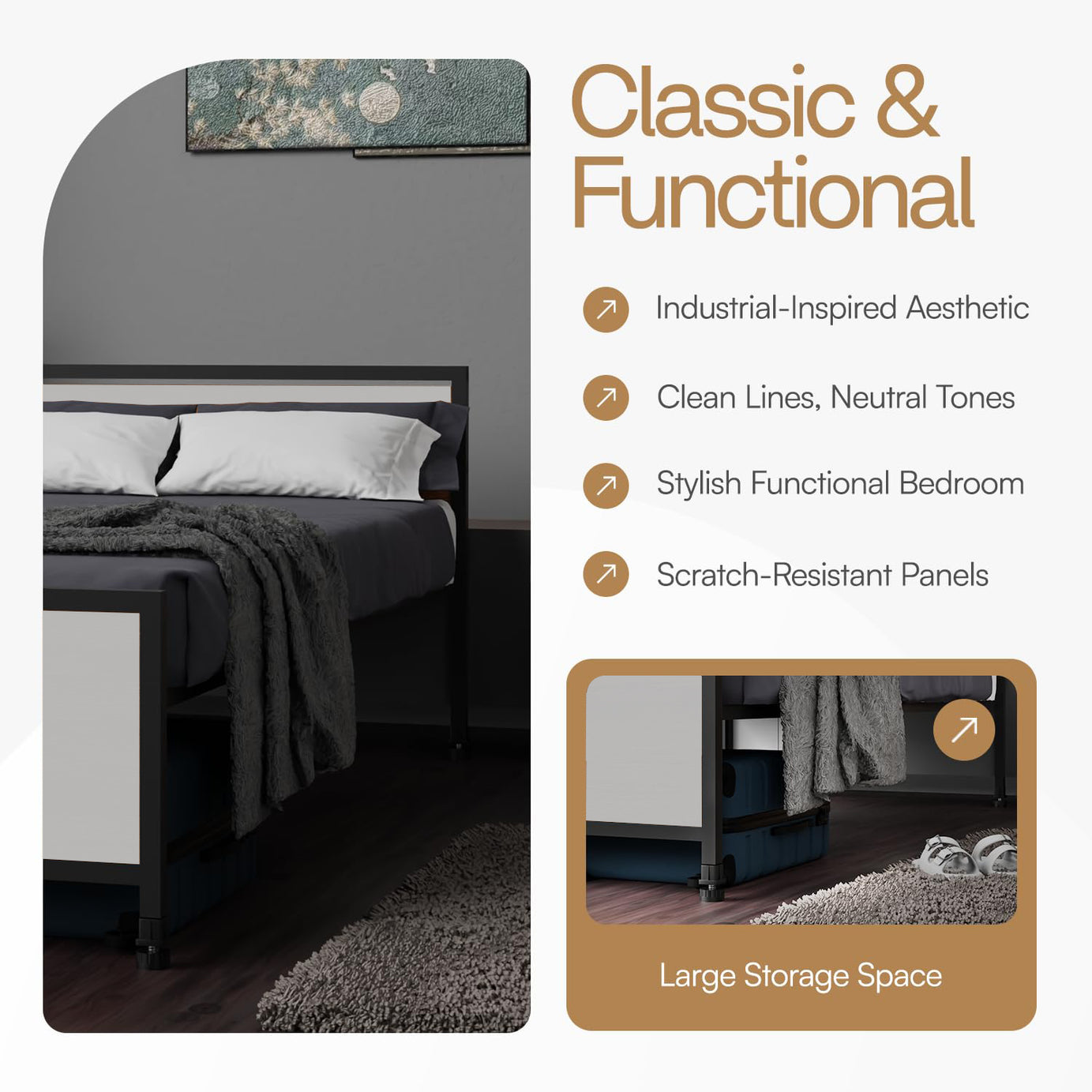 KLAXON Single Metal Bed – 90 × 200 cm