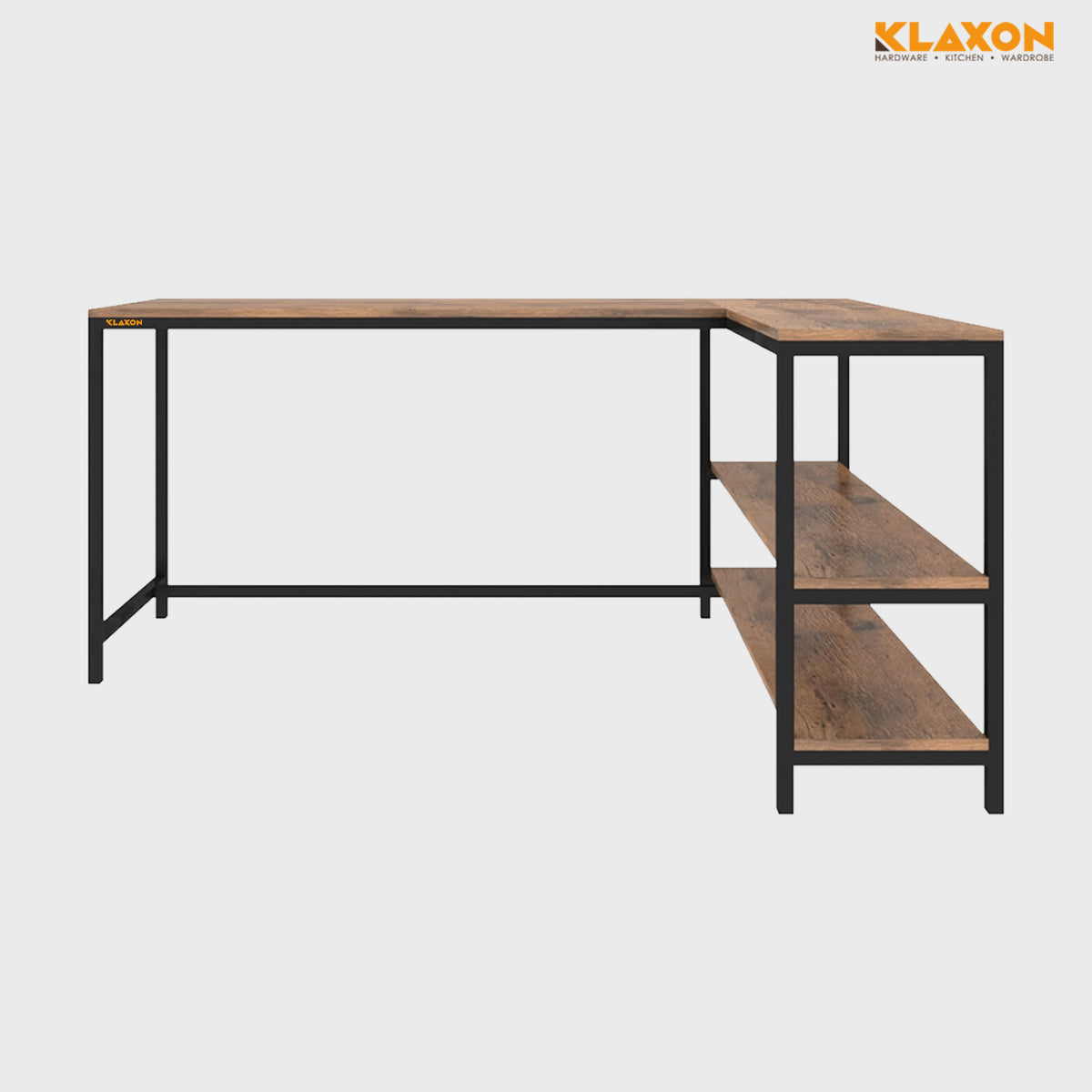 Klaxon Workstation Table for Home Office - Versatile Desk for PC Setup - Big Computer/Ideal Study Table with Storage and Bookshelf - Engineered Wood Desk 120 cm (Forest Dark, Classic - DIY)