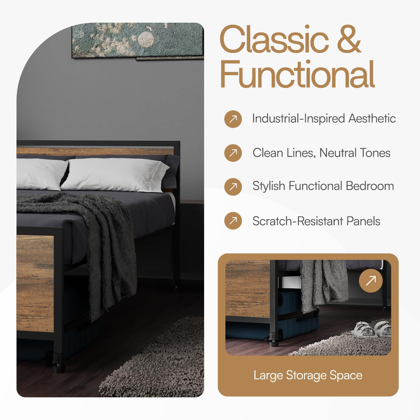 KLAXON Single Metal Bed – 90 × 200 cm
