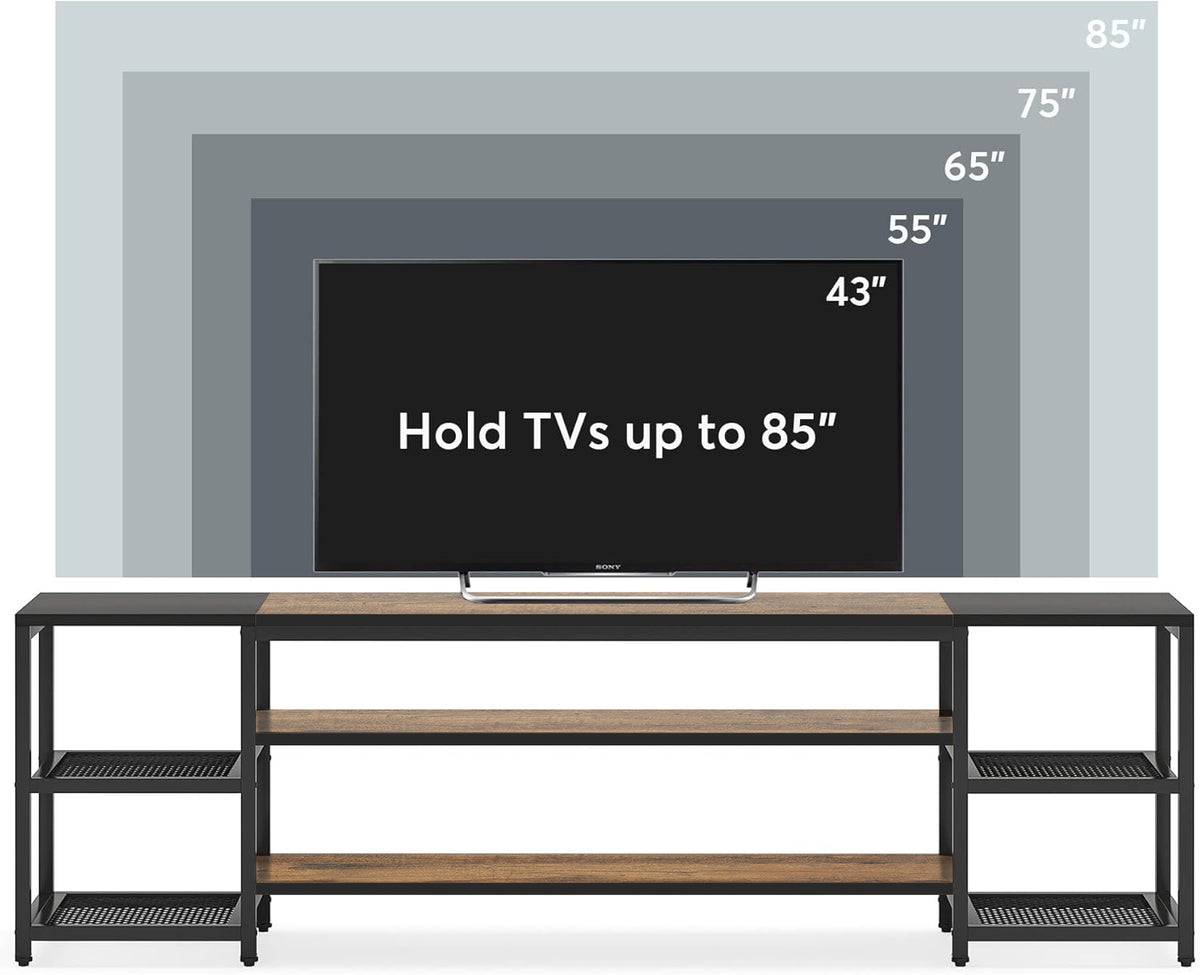 Klaxon TV Unit for Living Room | Long Metal TV wooden Stand for 55 inch and 43 inch | Entertainment unit for TVs up to 85 Inch | Tv Cabinet with Setup box (pele)