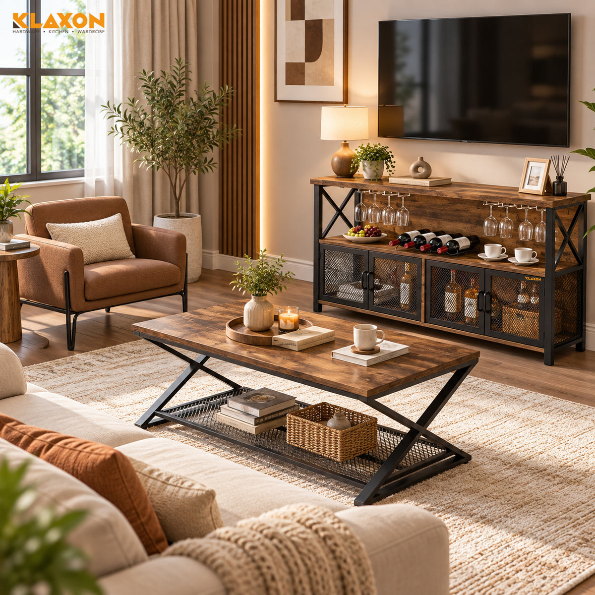 KLAXON Nysa Large Bar Cabinet with Wine Rack