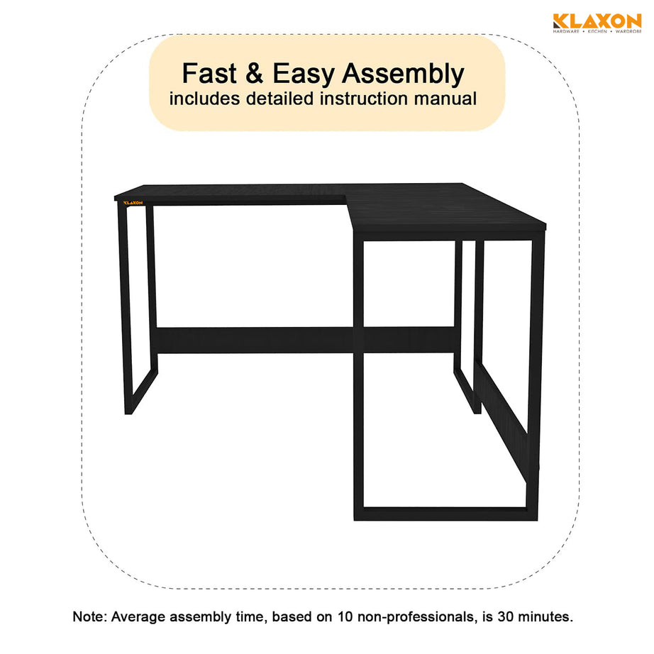 KLAXON L-Shaped Study & Computer Table – Black
