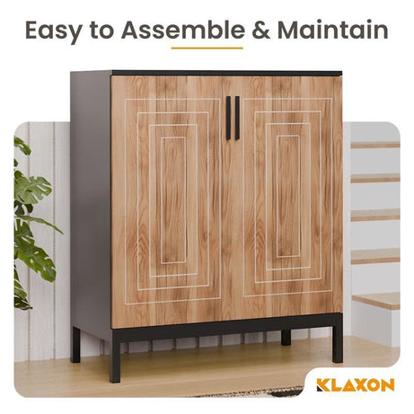 KLAXON Cane-Door Shoe Cabinet – Oak & Black