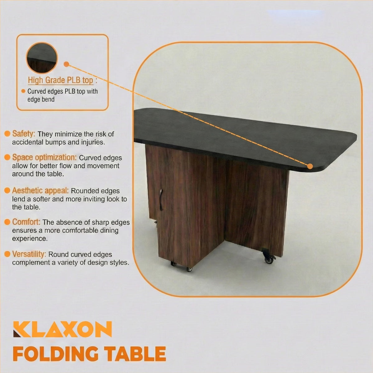 KLAXON Kryo Foldable 6 Seater Dining Table – AW & Black