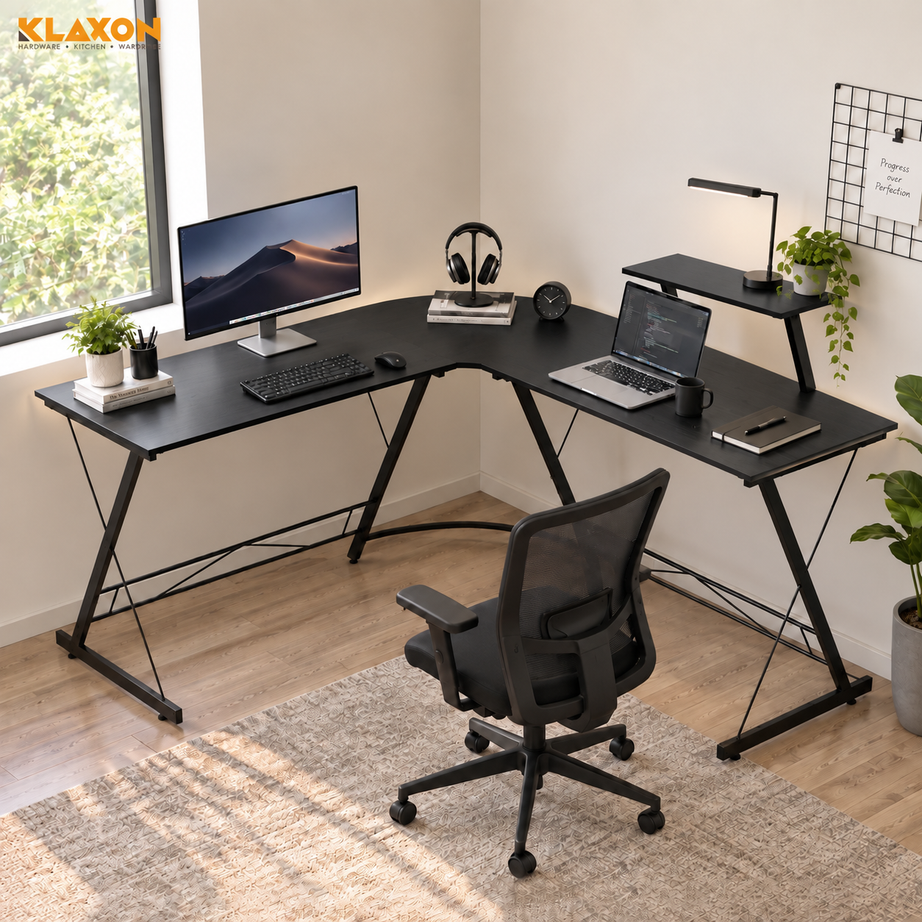 Klaxon Office Table for Home | Workstation Table Desk (FD - Christo) (Gaming Ironstone Black DIY)