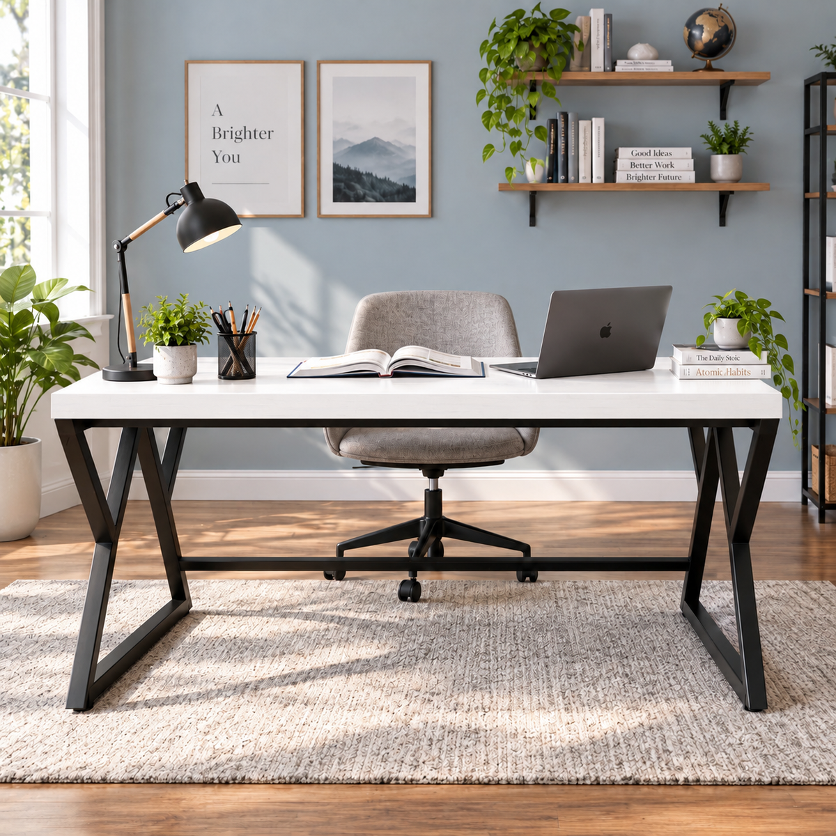 Klaxon Modern Computer Table for Home PC – Multipurpose Office Desk for Home & Work | Gaming Table, Computer Table, Desktop Table for Home Office (Riva White Medium)