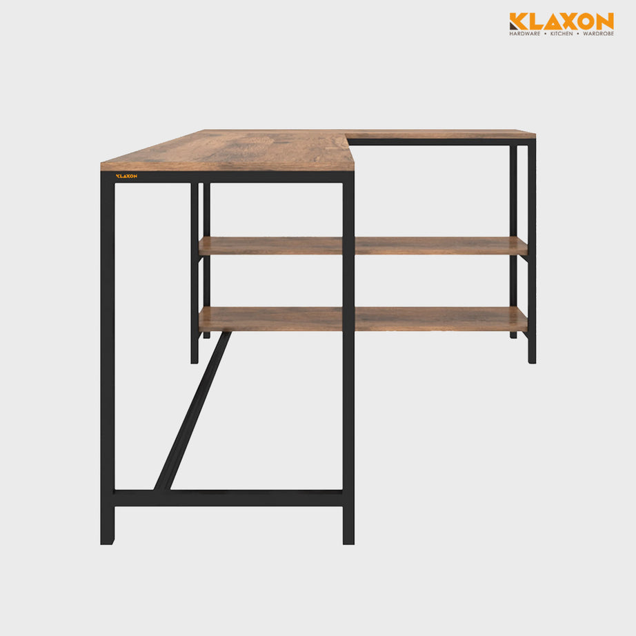 Klaxon Workstation Table for Home Office - Versatile Desk for PC Setup - Big Computer/Ideal Study Table with Storage and Bookshelf - Engineered Wood Desk 120 cm (Forest Dark, Classic - DIY)