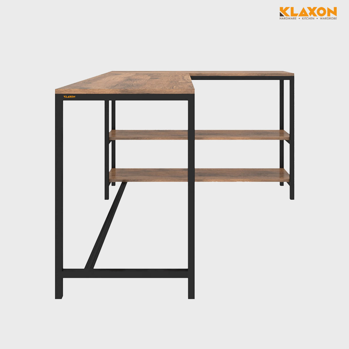 Klaxon Workstation Table for Home Office - Versatile Desk for PC Setup - Big Computer/Ideal Study Table with Storage and Bookshelf - Engineered Wood Desk 120 cm (Forest Dark, Classic - DIY)