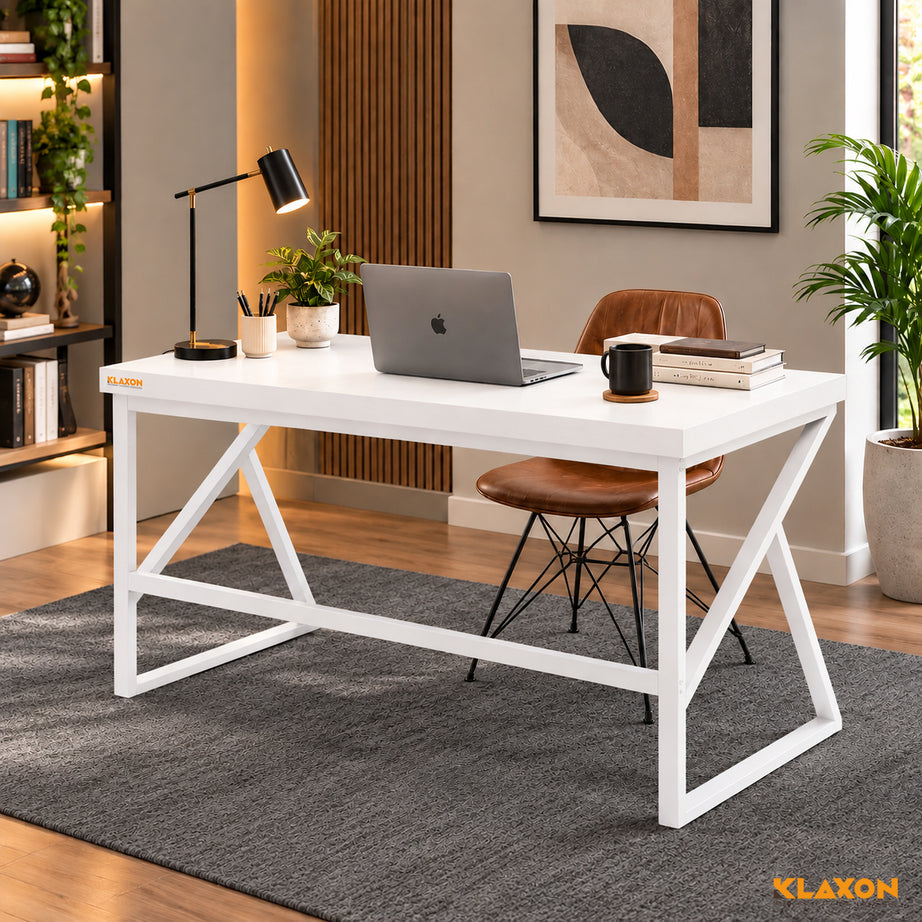 Klaxon Modern Computer Table for Home PC – Multipurpose Office Desk for Home & Work | Gaming Table, Computer Table, Desktop Table for Home Office (White - DIY)