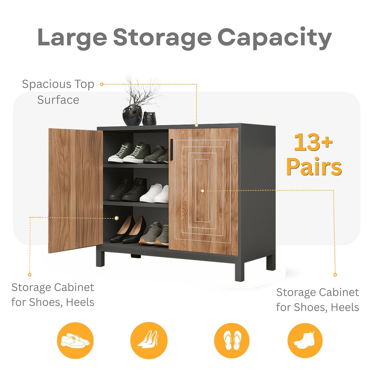 KLAXON Premium Shoe Rack – Oak & White