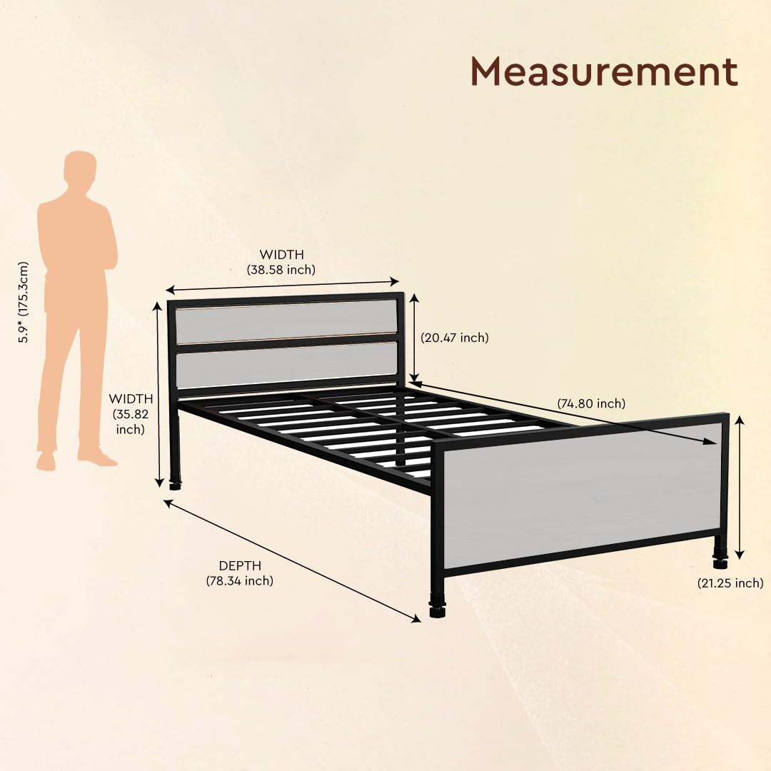 KLAXON Single Metal Bed – 90 × 200 cm