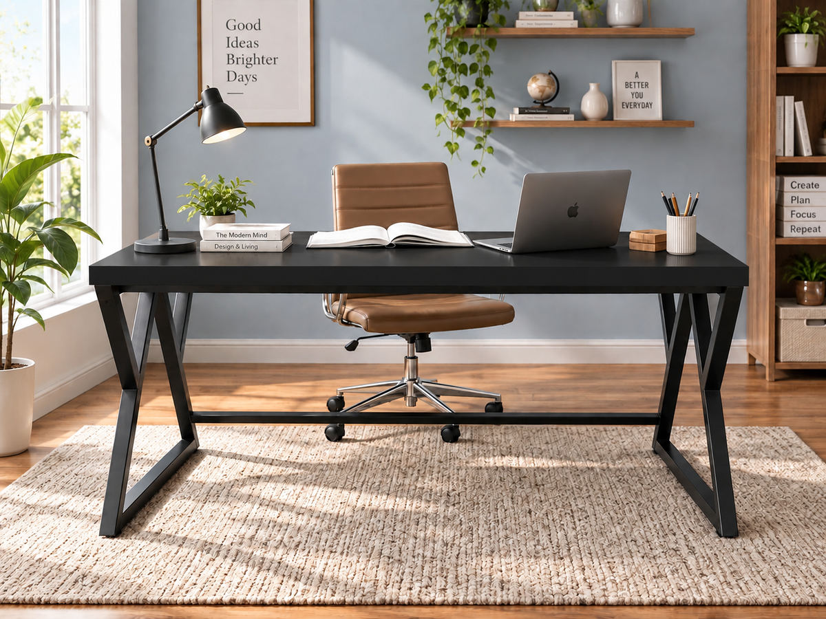 Klaxon Modern Computer Table for Home PC – Multipurpose Office Desk for Home & Work | Gaming Table, Computer Table, Desktop Table for Home Office (Riva Black Large)