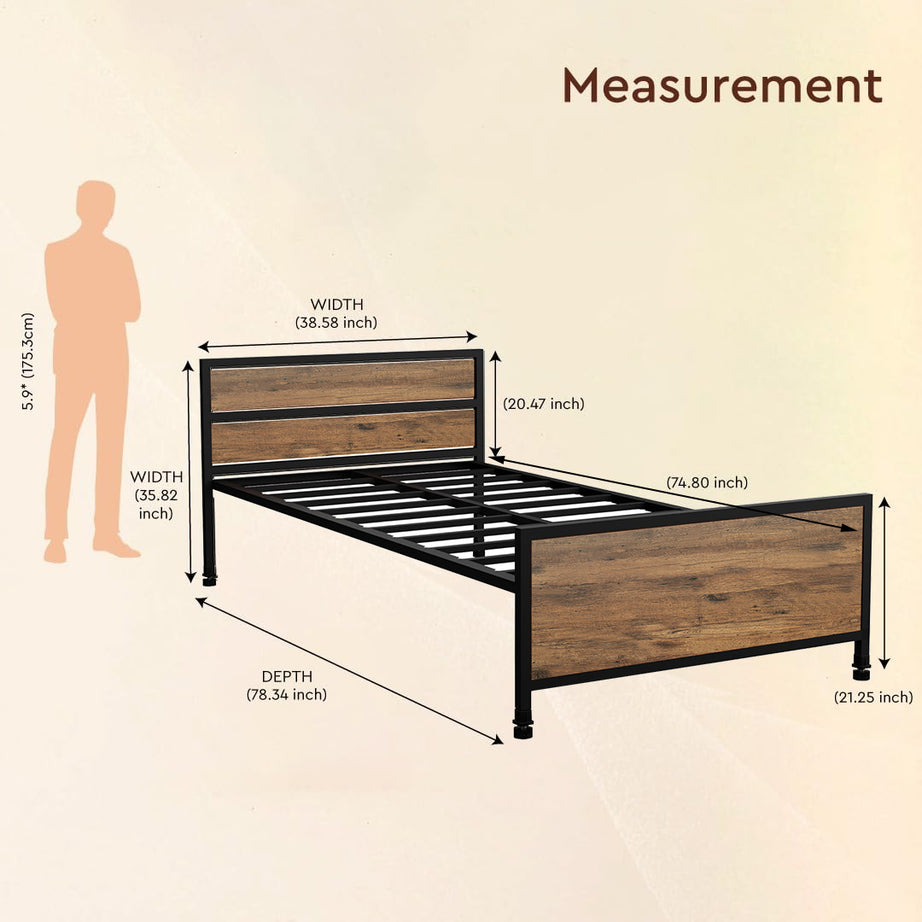 KLAXON Single Metal Bed – 90 × 200 cm
