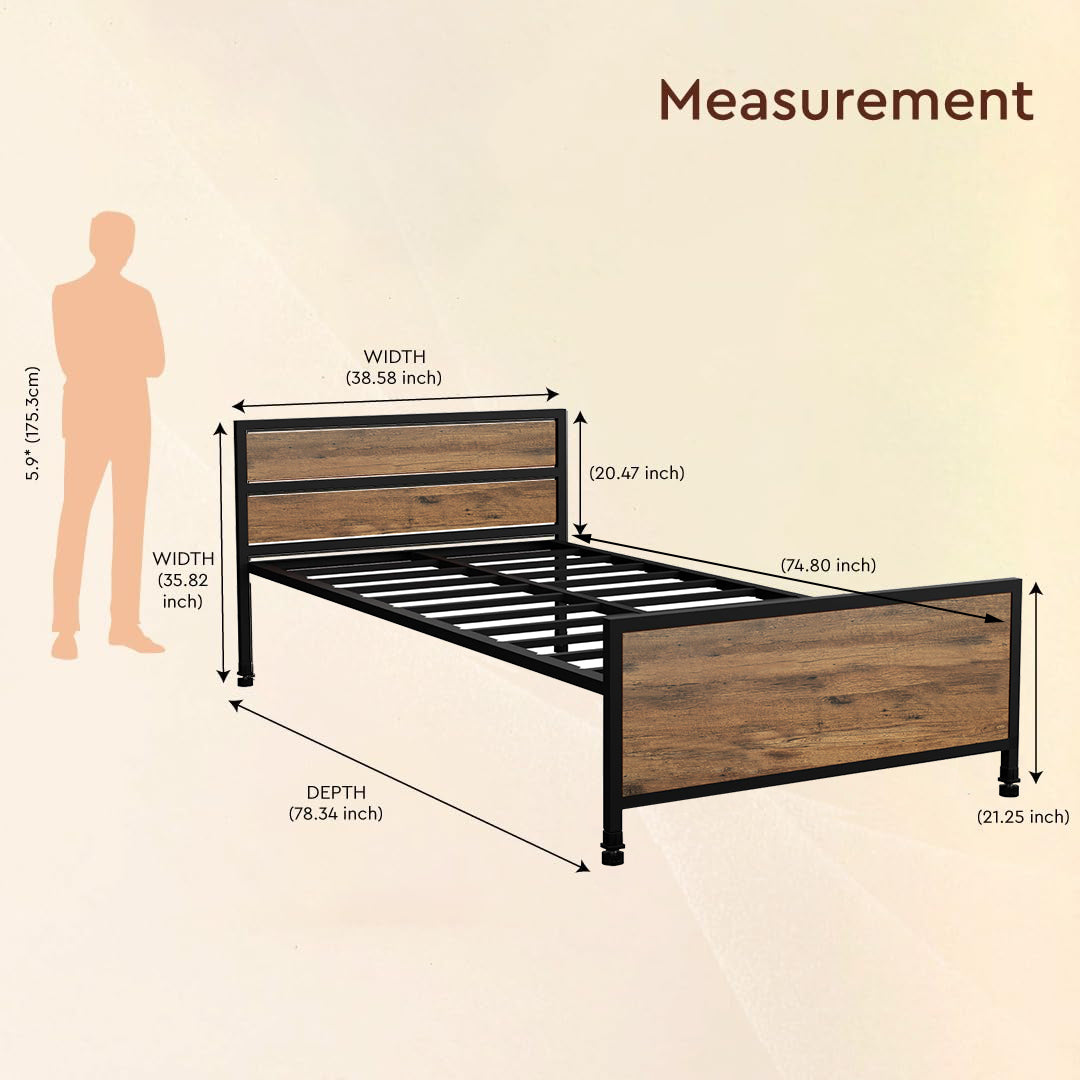 KLAXON Single Metal Bed – 90 × 200 cm