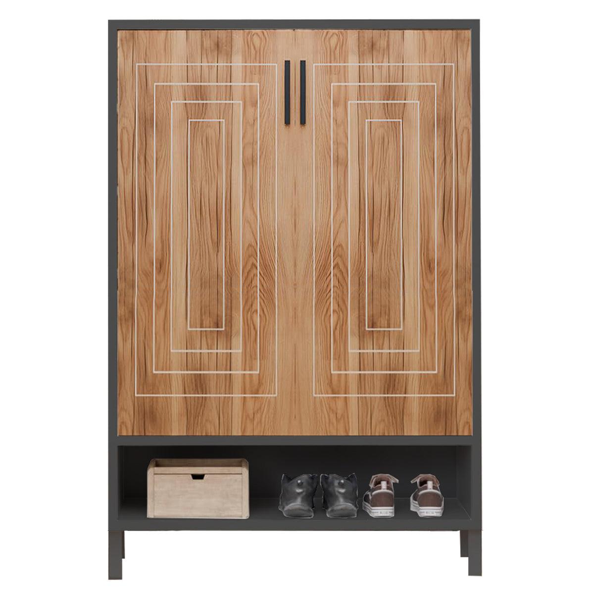 KLAXON Premium Shoe Rack – Oak & Black